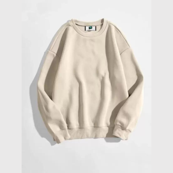 Fashion Outfit Men's plain Round Neck Full Sleeves Sweatshirts |Sweatshirt For Men|(Cream | Off-white)