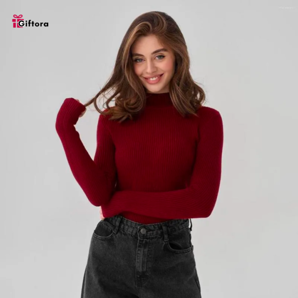 BABY OVERLOCK HIGHNECK FULL SLEEVE TOP MAROON - Image 2