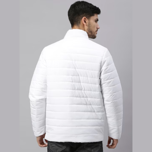 Men White Regular Fit Puffer Jacket - Image 2