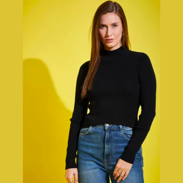 BABY OVERLOCK HIGHNECK FULL SLEEVE TOP BLACK