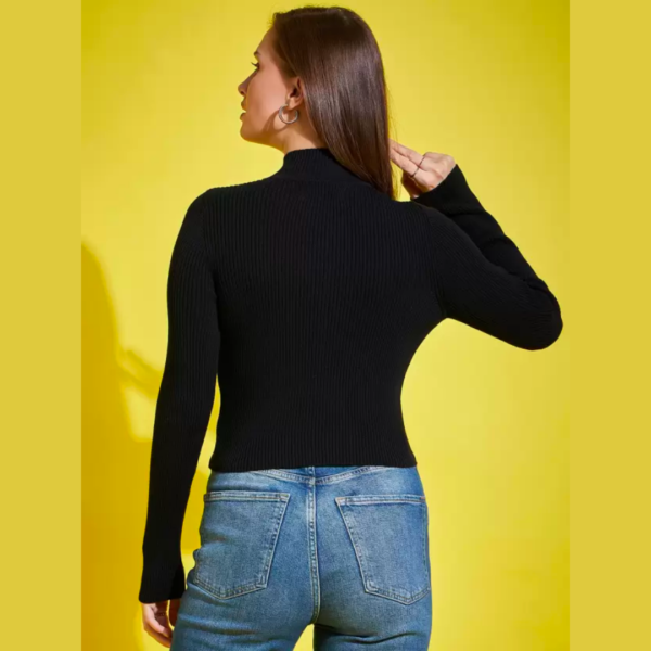 BABY OVERLOCK HIGHNECK FULL SLEEVE TOP BLACK - Image 2