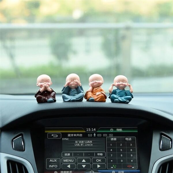 Synlark Idol Decorative Showpiece Little Baby Monk Buddha Set of 4 Pcs Lord Buddha Decorative Showpiece - 6 cm  (Polyresin, Multicolor) - Image 2